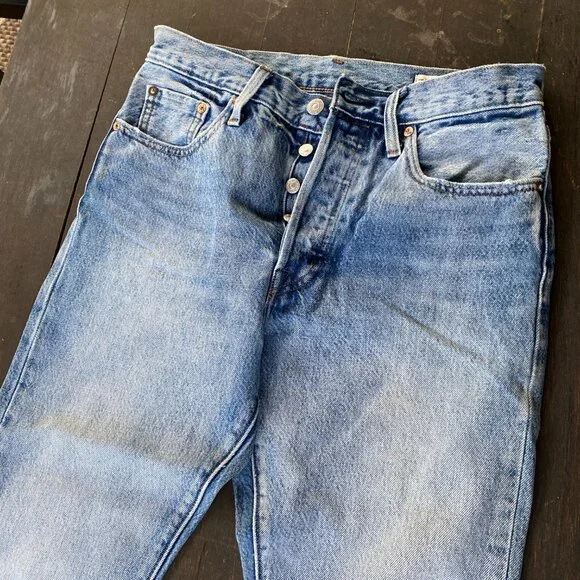 Levi's 501 S Skinny White Oak Cone Selvedge Denim Light Wash Jeans Size 27 - Picture 6 of 6